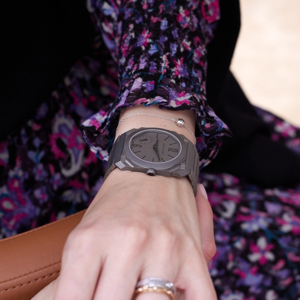 Bvlgari Octo Finissimo 37 (reference 104089) sandblasted titanium at the Watches and Wonders 2026