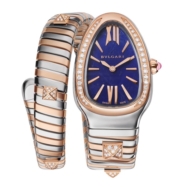 Bvlgari Serpenti Tubogas Studs Capsule sodalite stone dial, photo by: Bvlgari.