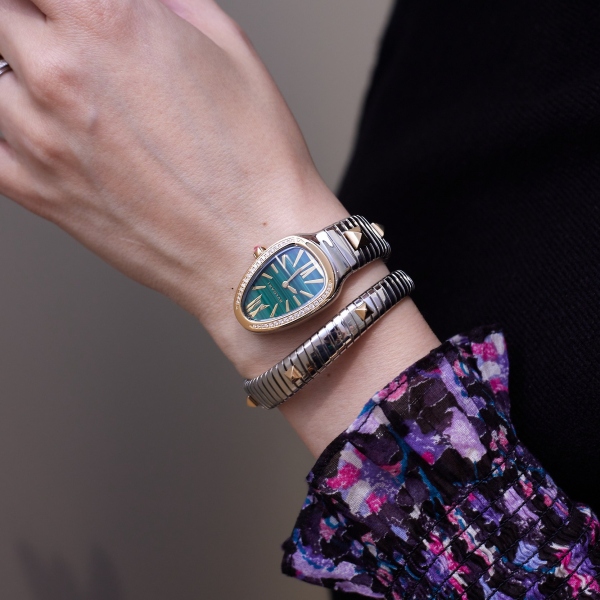Bvlgari Serpenti Tubogas Studs Capsule malachite at the Watches and Wonders 2026