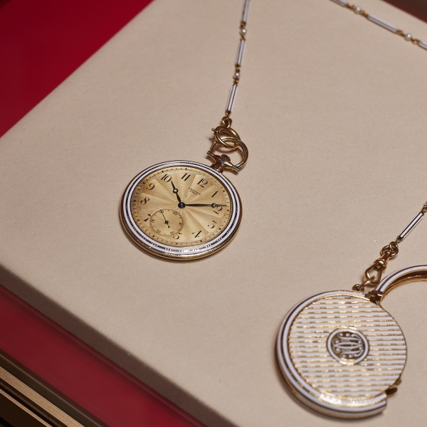 Cartier pocket watch with chain and match, cca 1910