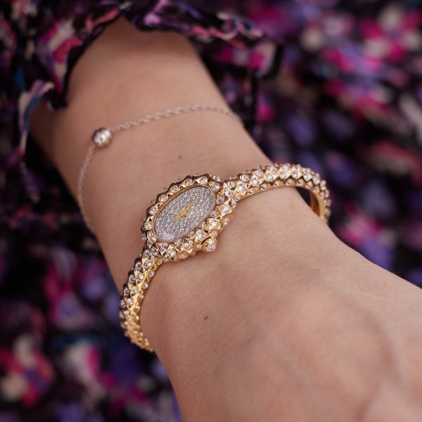 Cartier Baignoire Clous de Paris "Ultra-Precious" edition at the Watches & Wonders 2026.