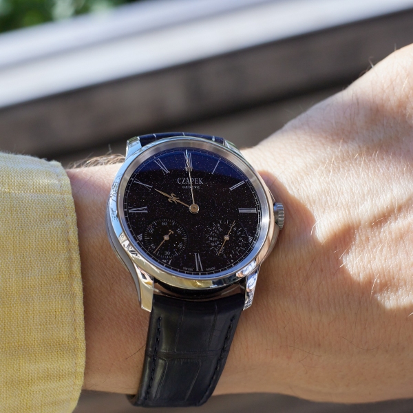 Czapek Quai des Bergues "Midnight in Geneva" in the Geneva sun during the Geneva Watch Days 2026