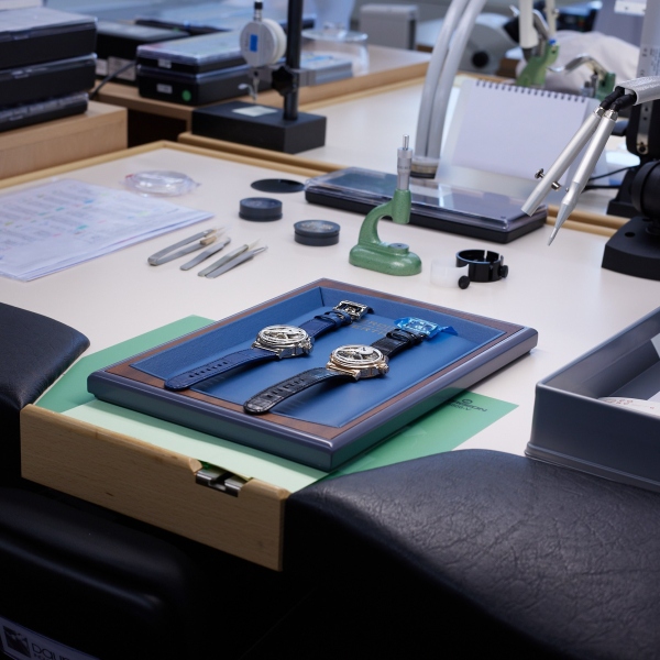 Ferdinand Berthoud Chronomètre FB 2TV of the New Mesure du Temps 1787 Collection on the workbench in the Manufacture