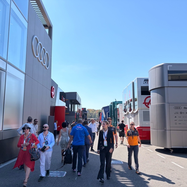 Motorhomes in the paddock at the Italian Grand Prix 2026 in Monza