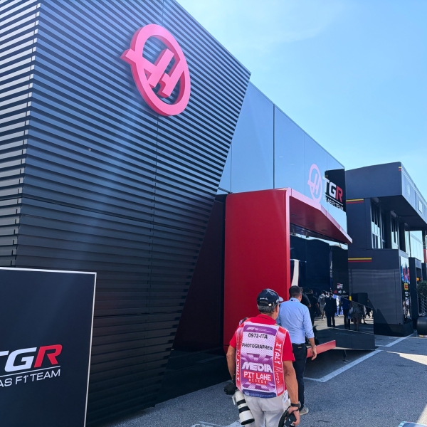 The Haas motorhome in the paddock at the Italian Grand Prix 2026 in Monza