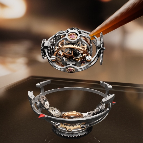The triple-axis tourbillon of the Master Hybris Inventiva Gyrotourbillon à Stratosphère covers 98 % of possible positions.