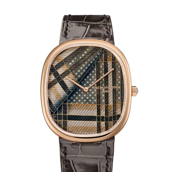 Beige Tartan Golden Ellipse