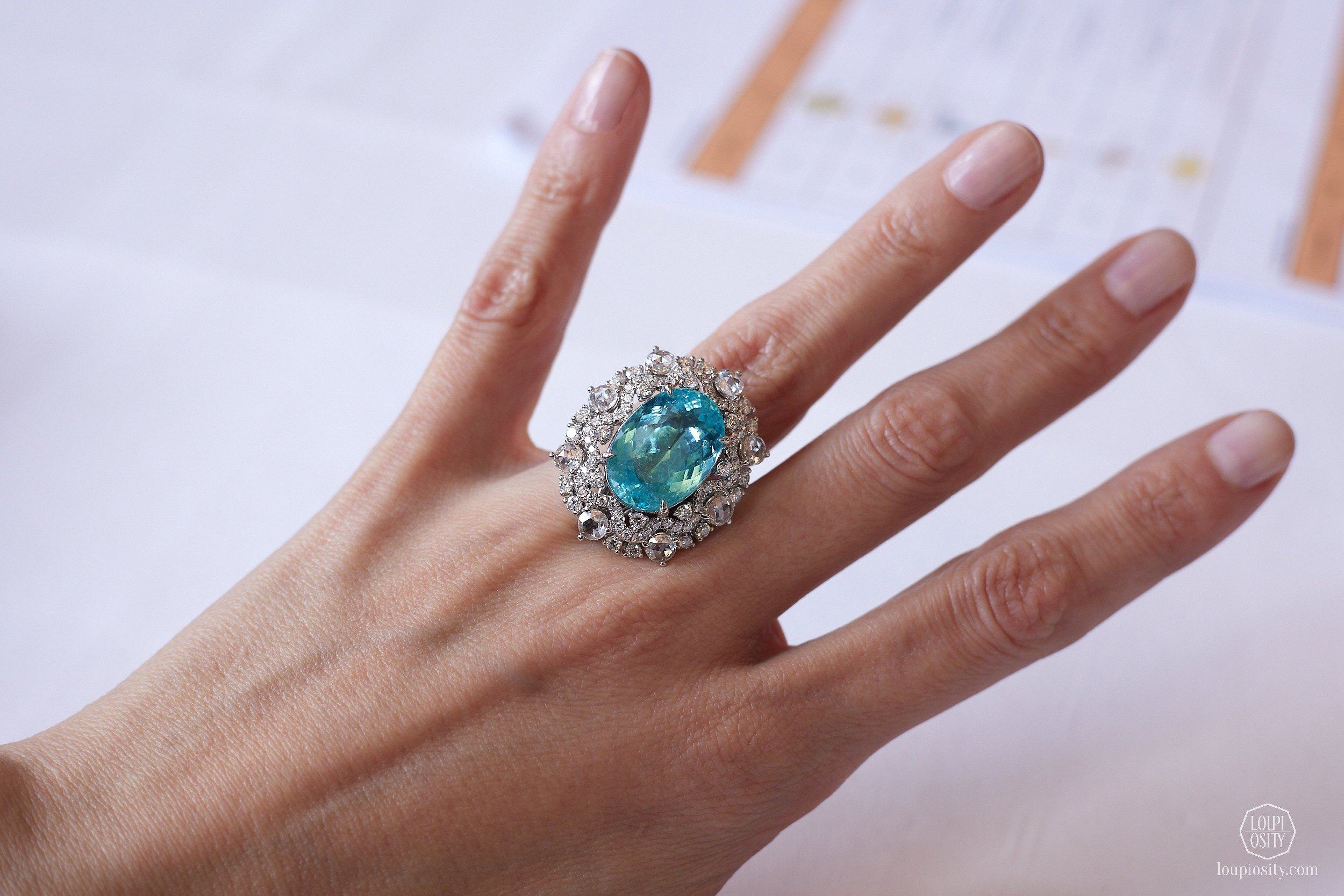 Paraiba tourmaline and diamond ring/pendant combination