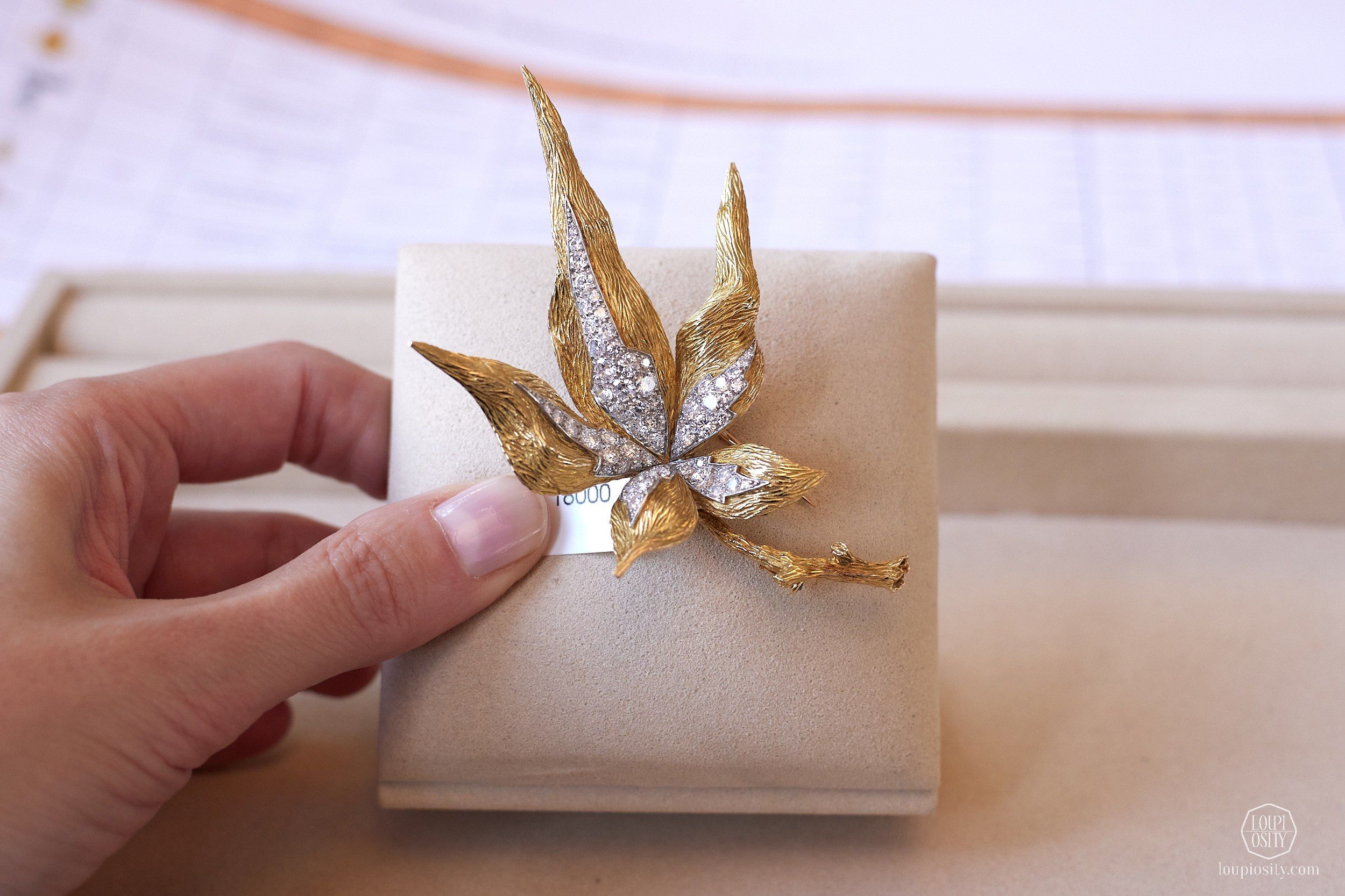 Sterlé for Chaumet gold and diamond 'Leaf' brooch