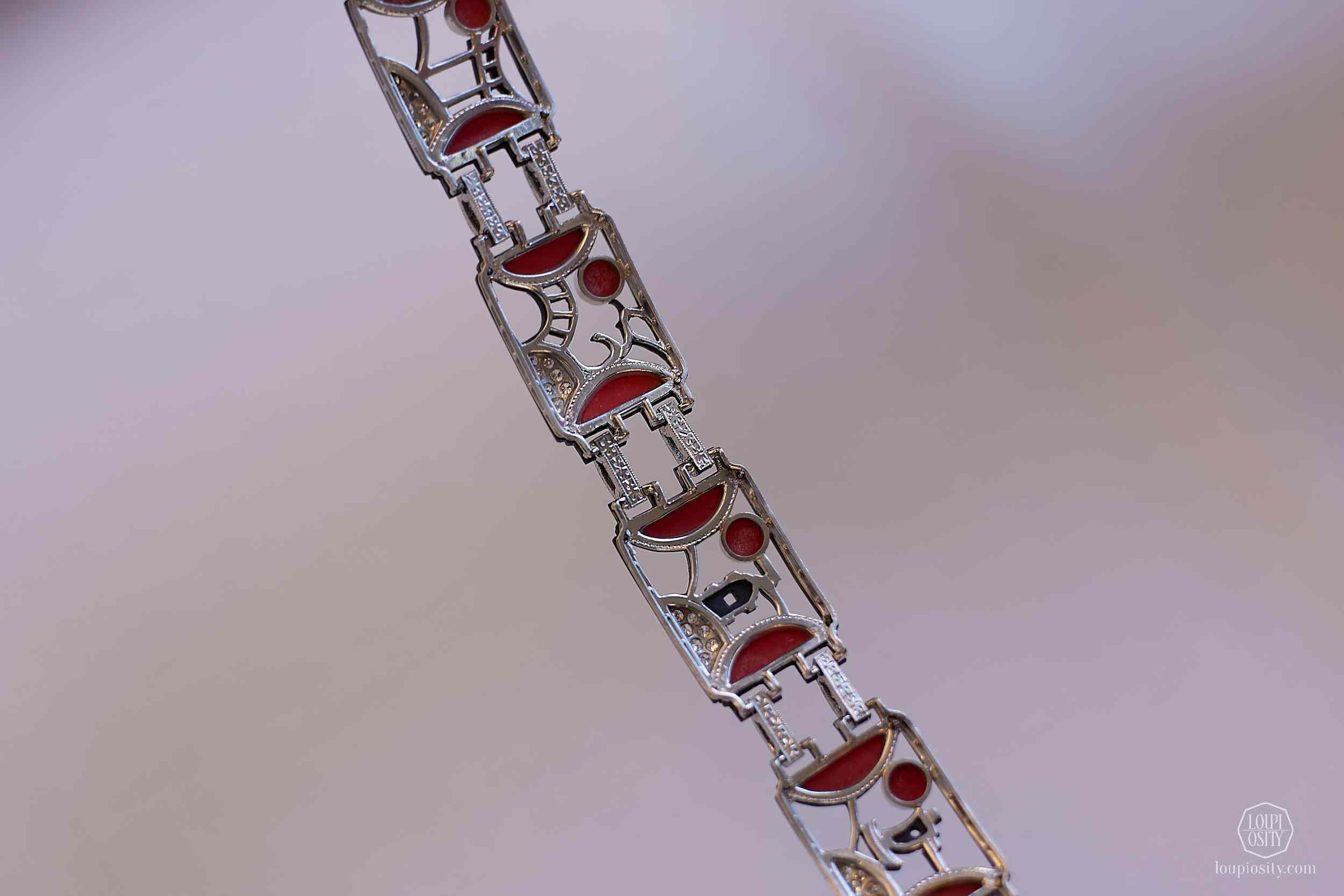 Coral and diamond bracelet