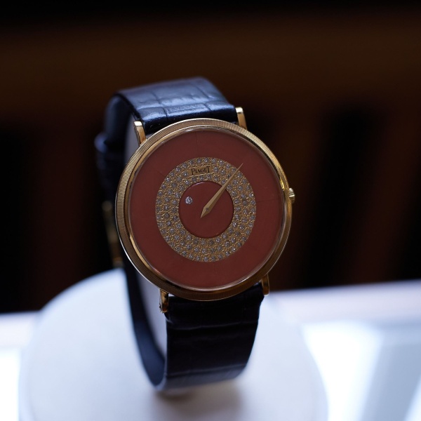 Piaget watch with coral dial 
