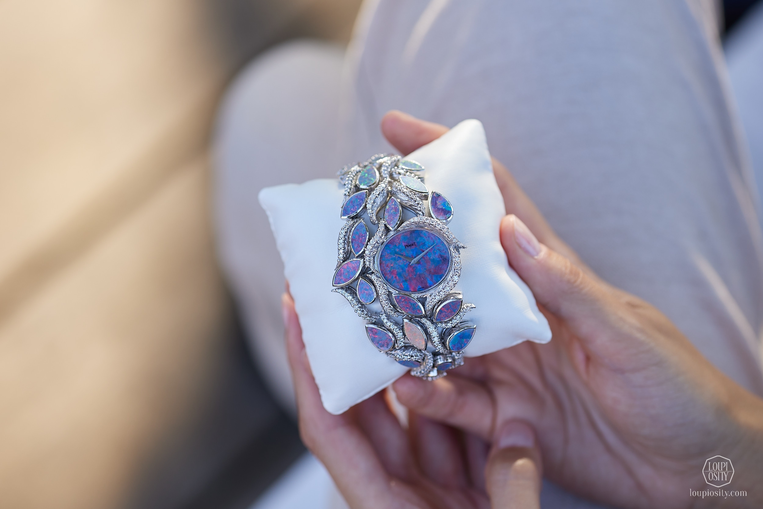 Piaget opal and diamond white gold jewellery watch