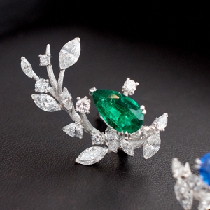 Emerald and sapphire earrings