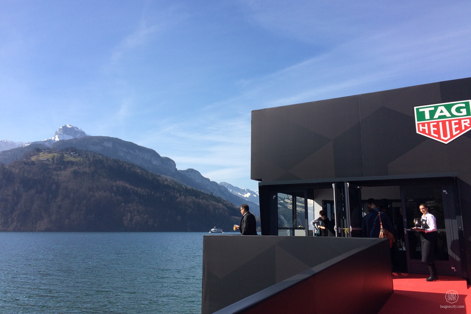 View from Brunnen, at the Lake Lucerne and the TAG Heuer booth