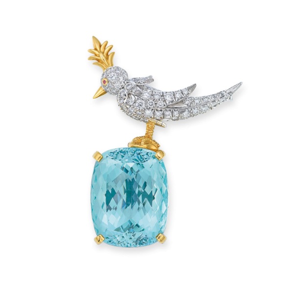 2019_HGK_aquamarine_diamond_and_ruby_bird_on_a_rock_brooch_jean_schlumberger
